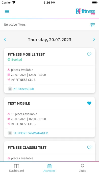 Captures d'écran de KF Fitness Club