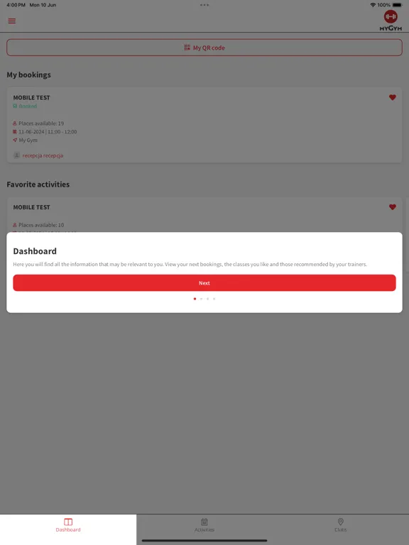 Ảnh chụp màn hình của MyGym Koszalin iPad 