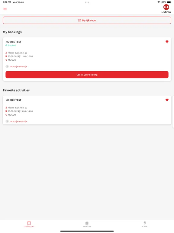Ảnh chụp màn hình của MyGym Koszalin iPad 