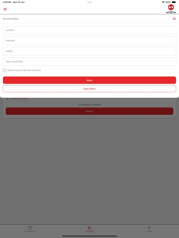 Ảnh chụp màn hình của MyGym Koszalin iPad 