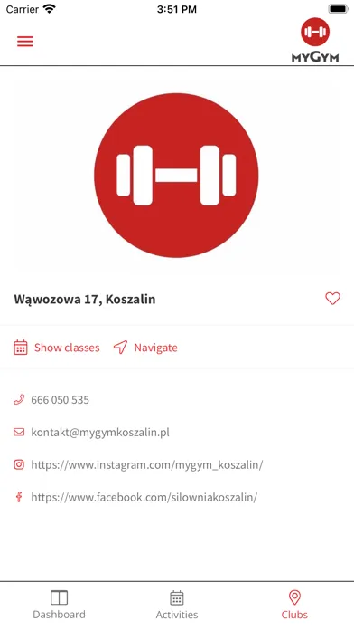 Ảnh chụp màn hình của MyGym Koszalin