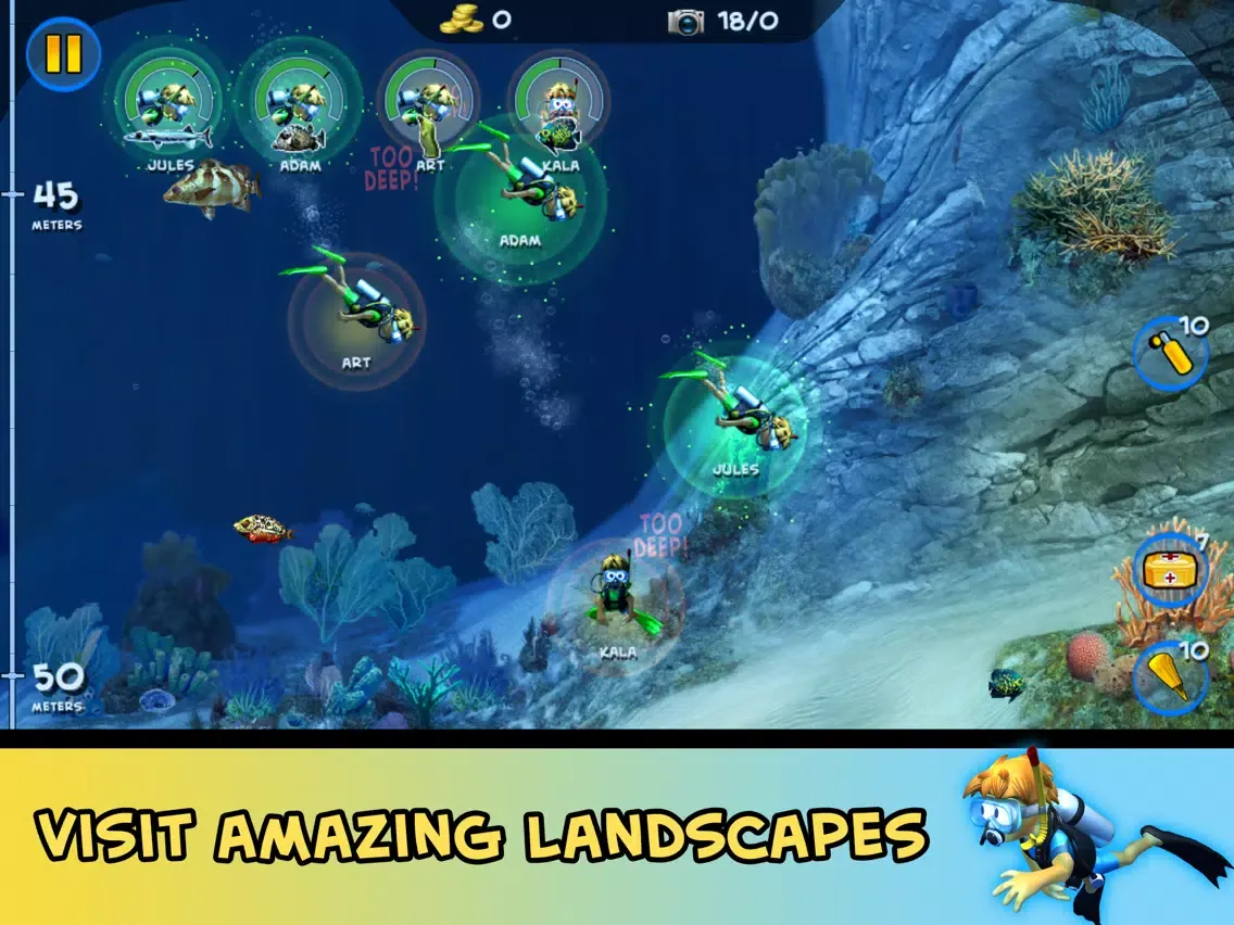 DiveMaster - Guide scuba divers in the best underwater deep sea diving adventure game, collect and share photos about ocean animals iPad  Screenshots