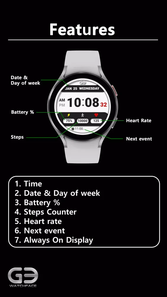 Capturas de pantalla de GYD008:Digital watchface