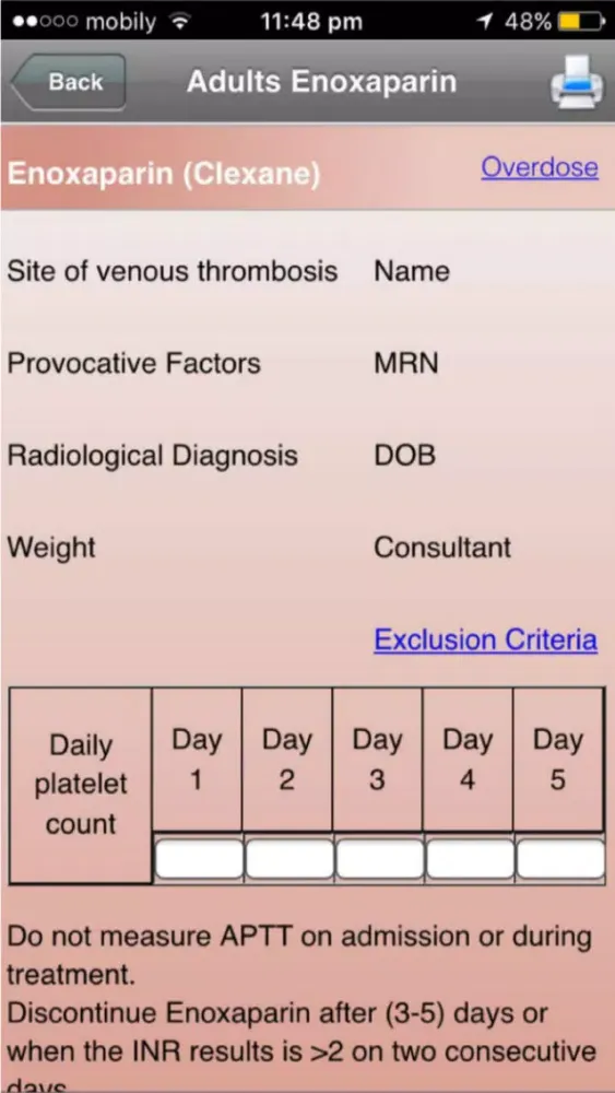 Thrombosis Consult Screenshots