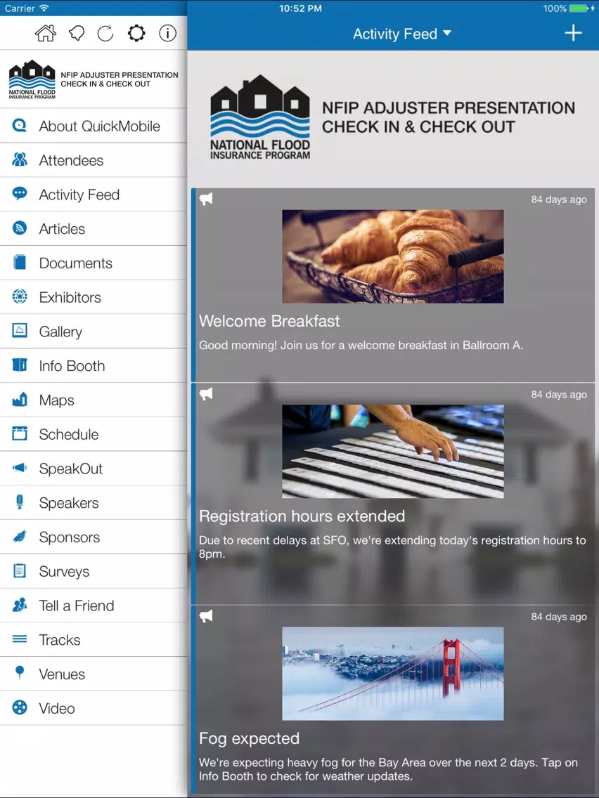 NFIP Adjuster Check In and Out iPad  Screenshots
