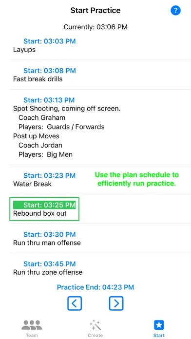 Tangkapan skrin Coach Practice Planner