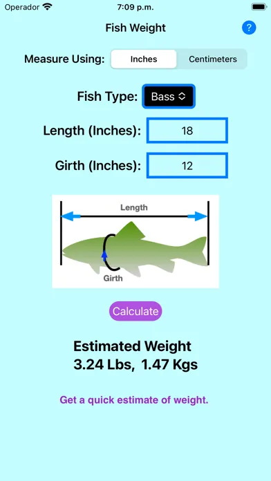 Ảnh chụp màn hình của Fish Weight Estimate