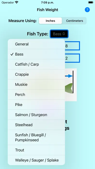 Ảnh chụp màn hình của Fish Weight Estimate