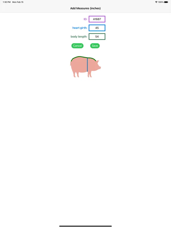 Pig Weight Estimator iPad  Ekran Görüntüleri