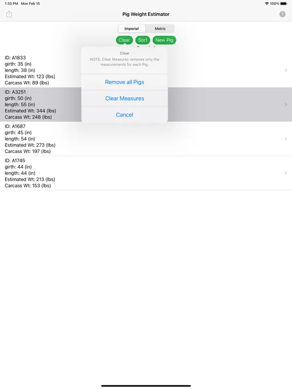 Pig Weight Estimator iPad  Ekran Görüntüleri