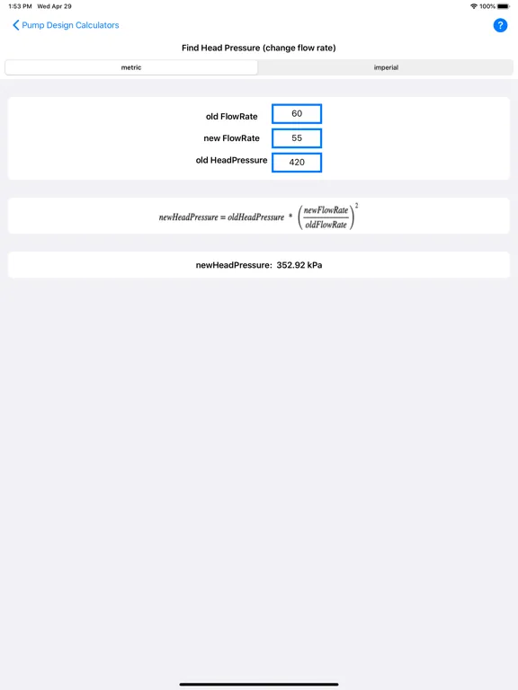 تصاویر Pump Design Calculator iPad 
