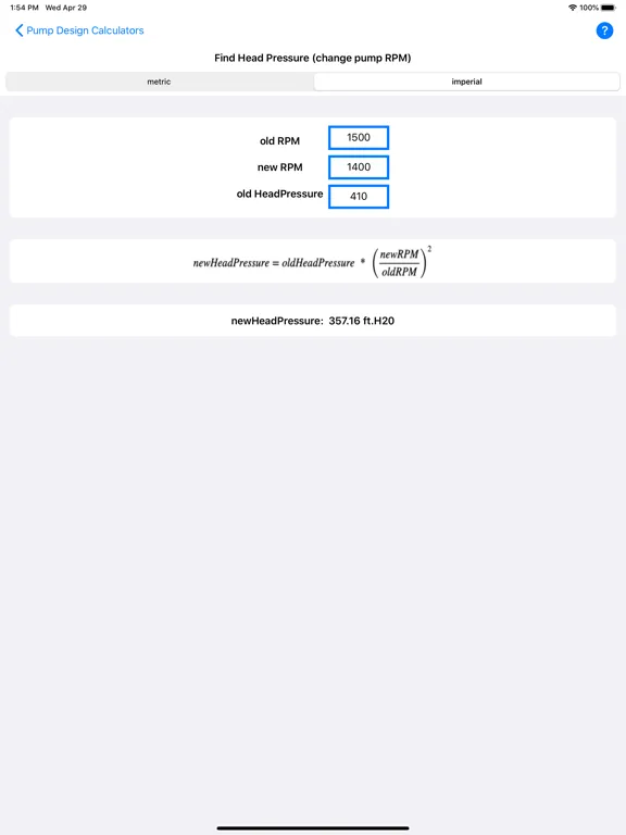 تصاویر Pump Design Calculator iPad 