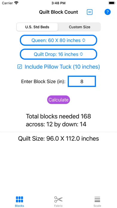 Quilt Block Calculator سکرین شاٹس