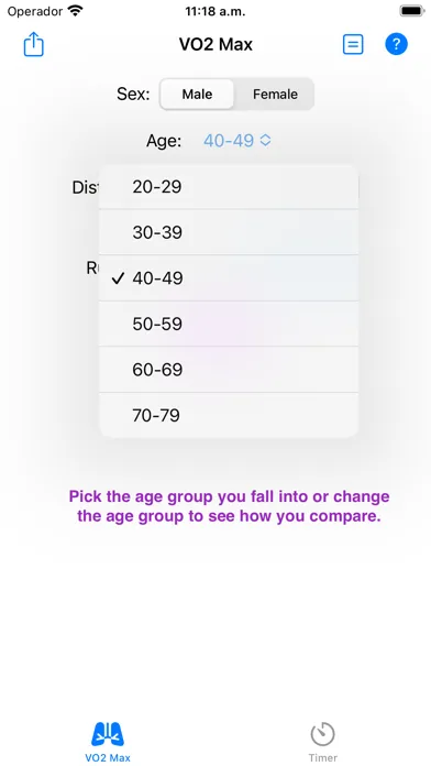 Screenshot di VO2 Max Estimator
