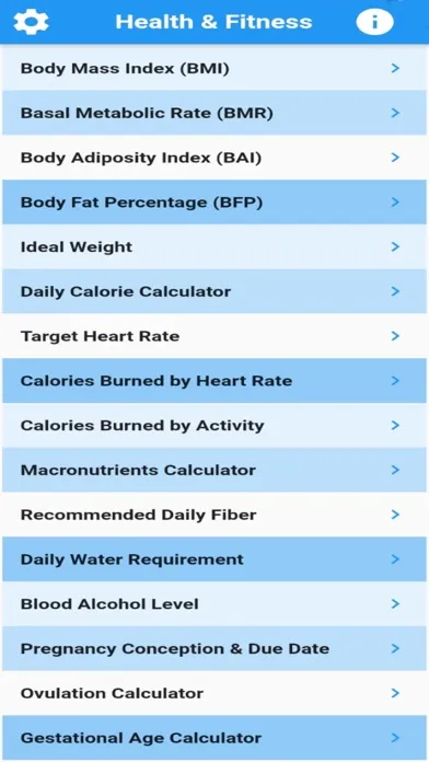 Health & Fitness Calculators سکرین شاٹس