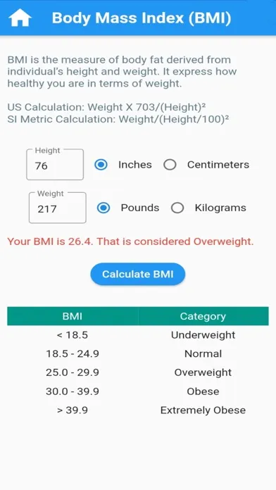 Health & Fitness Calculators سکرین شاٹس