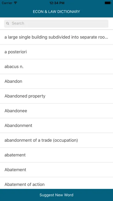 Capturas de tela do Dictionary of Econ and Law