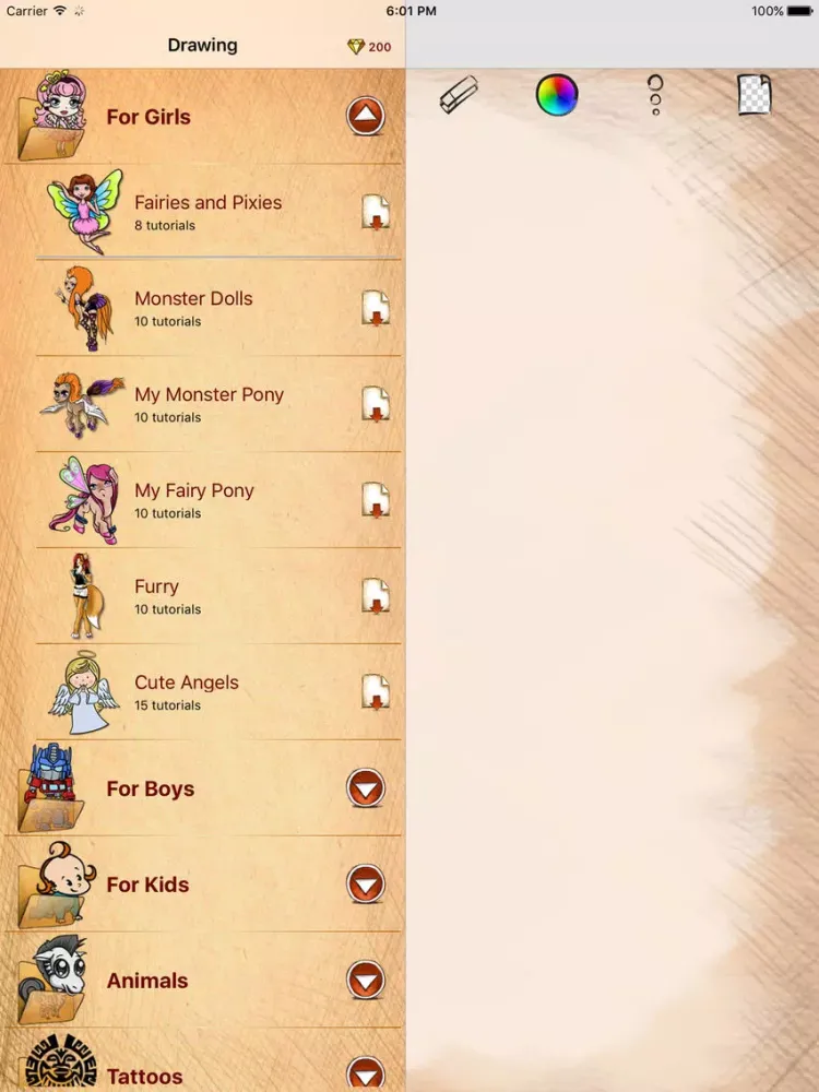 Tangkapan layar Drawing Fantasy Fairies iPad 