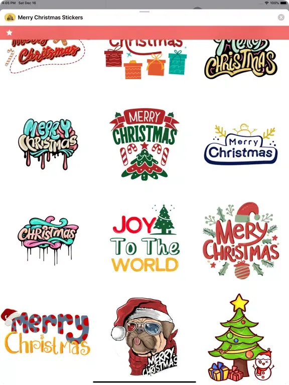 Tangkapan layar Merry Christmas Stickers. iPad 