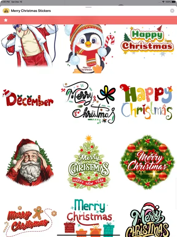 Tangkapan layar Merry Christmas Stickers. iPad 