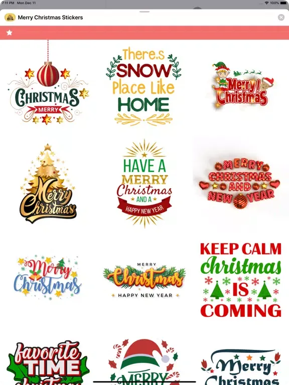 Tangkapan layar Merry Christmas Stickers. iPad 