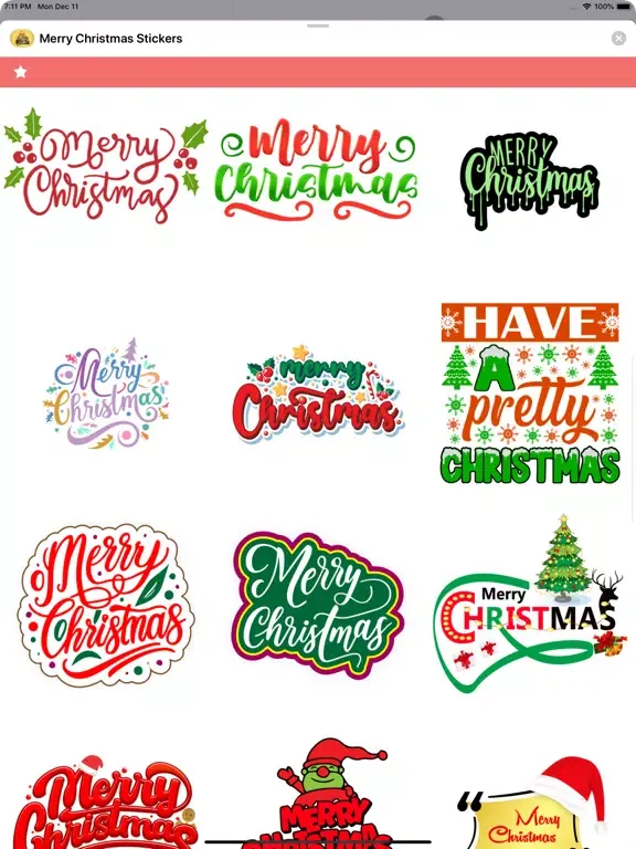 Tangkapan layar Merry Christmas Stickers. iPad 