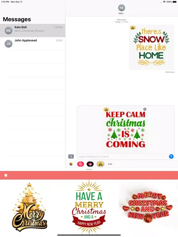 Tangkapan layar Merry Christmas Stickers. iPad 