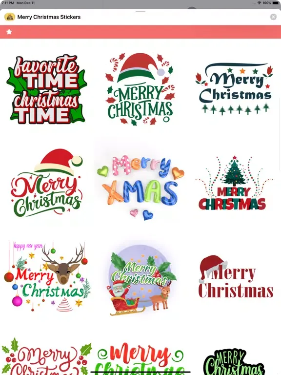 Tangkapan layar Merry Christmas Stickers. iPad 
