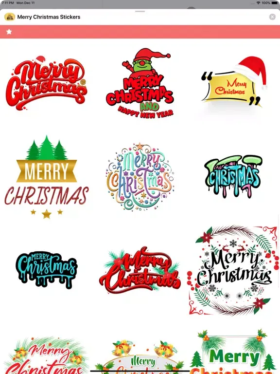 Tangkapan layar Merry Christmas Stickers. iPad 
