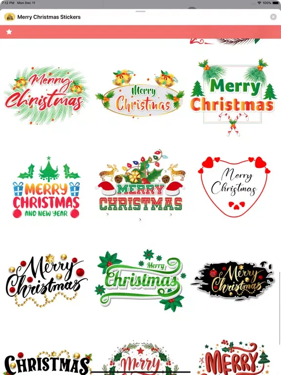 Tangkapan layar Merry Christmas Stickers. iPad 
