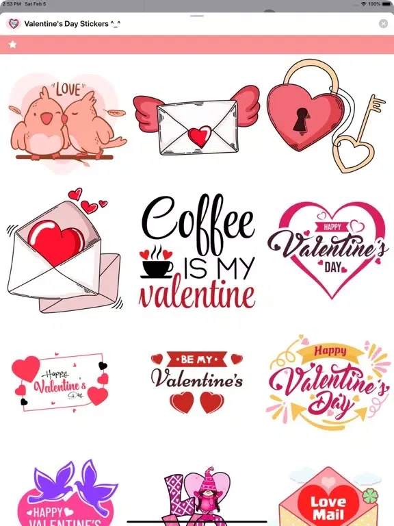 Capturas de tela do Valentine's Day Stickers ^_^ iPad 