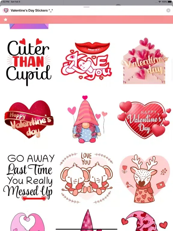 Capturas de tela do Valentine's Day Stickers ^_^ iPad 