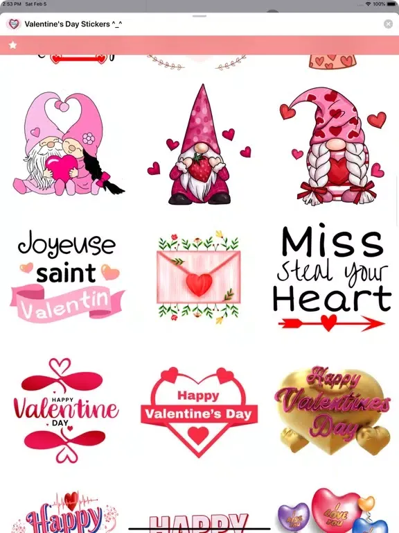 Capturas de tela do Valentine's Day Stickers ^_^ iPad 