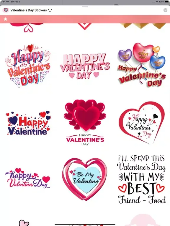 Capturas de tela do Valentine's Day Stickers ^_^ iPad 