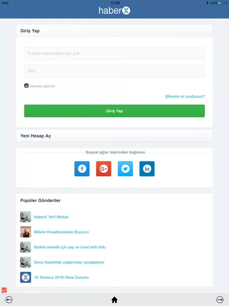 Tangkapan layar HaberX | Yeni Sosyal Medya iPad 