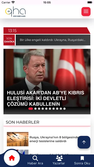 Capturas de tela do Kırım Haber Ajansı