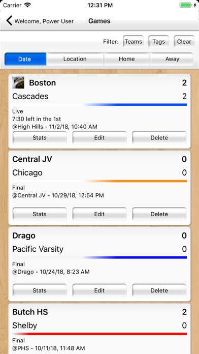 Capturas de tela do Basketball Stat Tracker Live