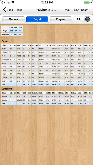 Capturas de tela do Basketball Stat Tracker Live