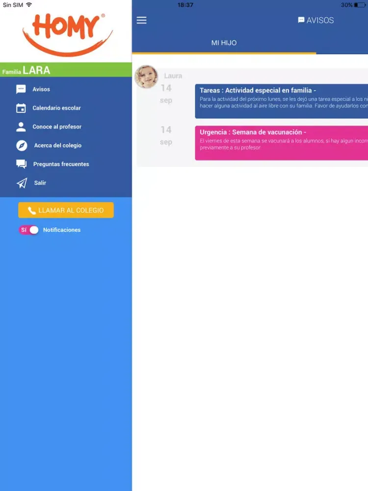 Ảnh chụp màn hình của HOMY School iPad 