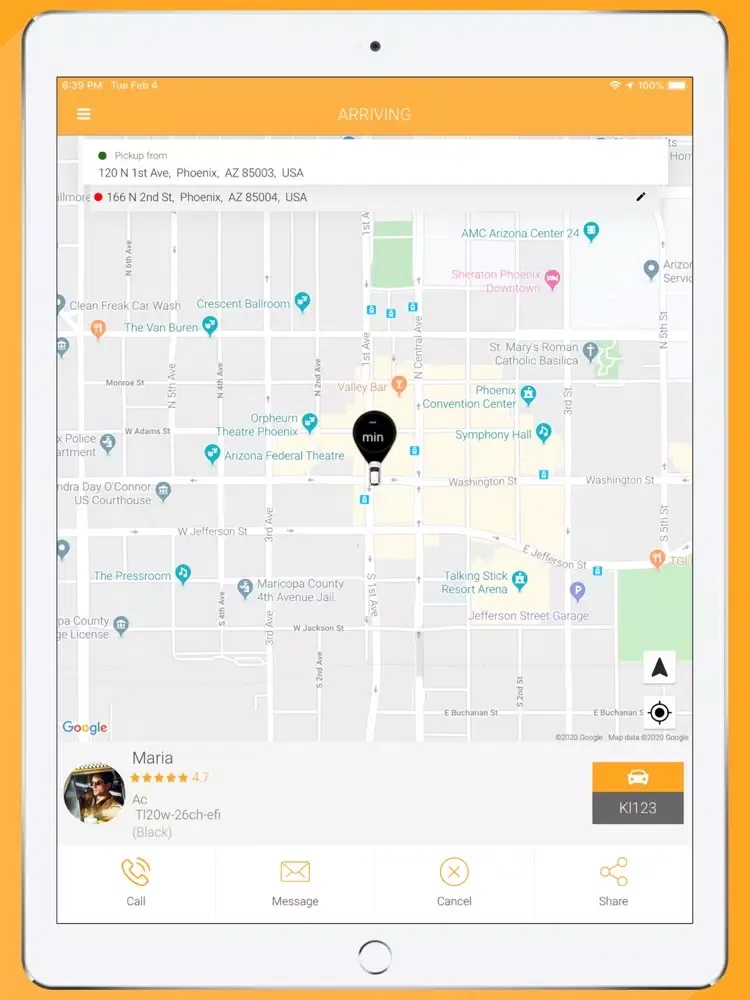 Capturas de tela do Hail Ridesharing iPad 