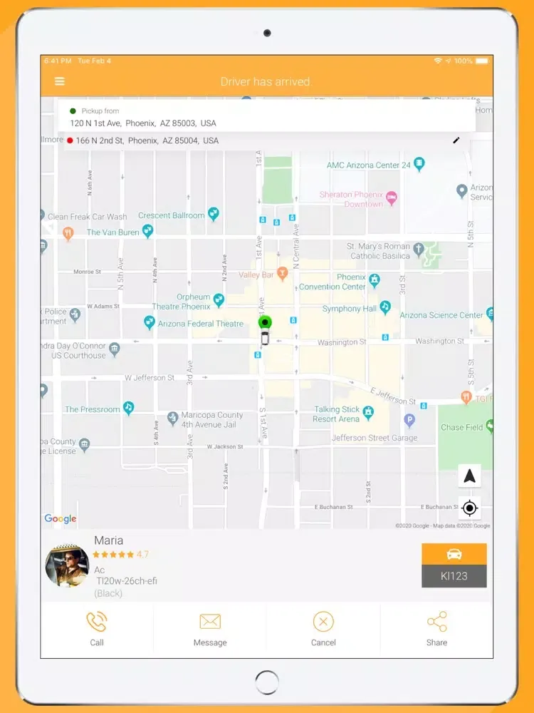 Capturas de tela do Hail Ridesharing iPad 