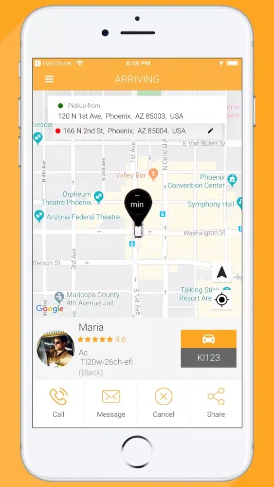Capturas de tela do Hail Ridesharing