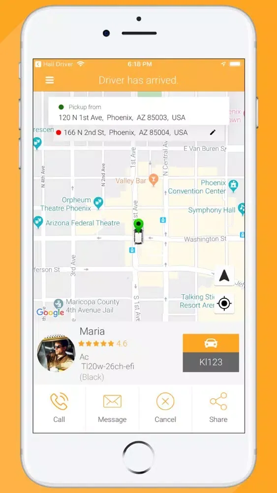Capturas de tela do Hail Ridesharing