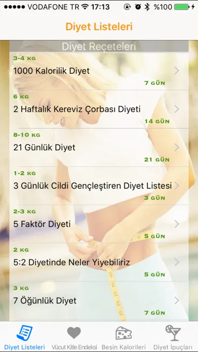 Ảnh chụp màn hình của Diyetler Pro - Diyet Listeleri