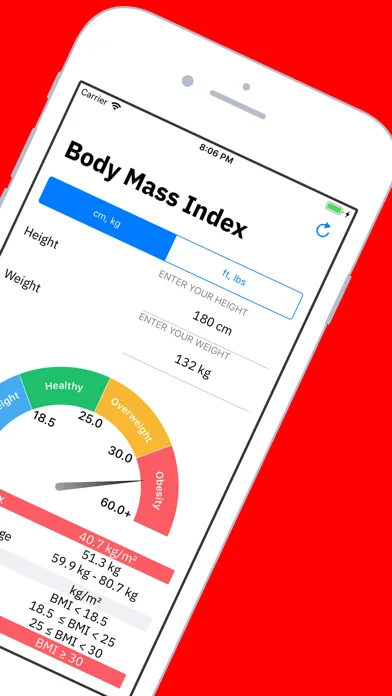 Tangkapan skrin Body Mass Index (BMI) BMIApp+