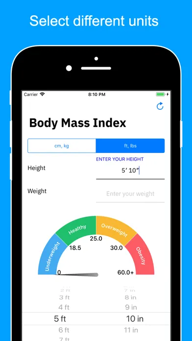 Tangkapan skrin Body Mass Index (BMI) BMIApp+