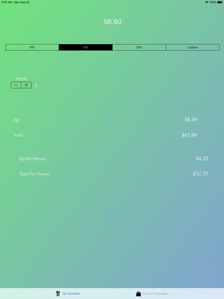 Tip and Discount Calculator iPad 应用截图