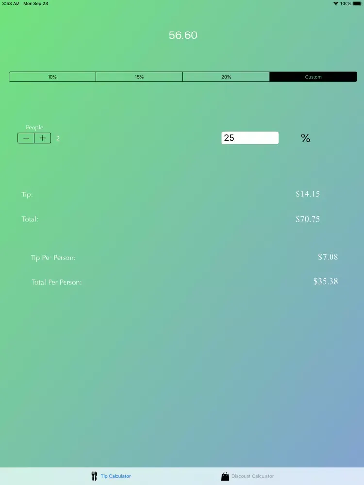 Tip and Discount Calculator iPad 应用截图