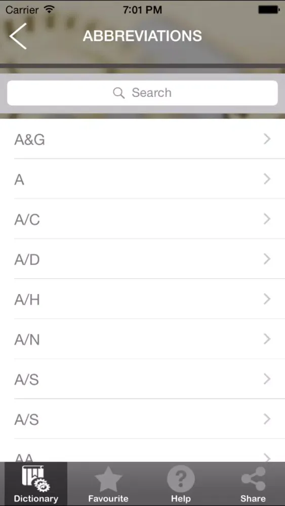 Captures d'écran de Technical Abbreviations