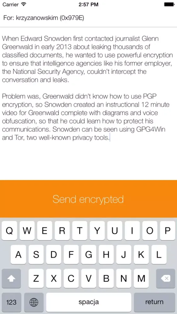 Screenshot di Privacy, PGP Messenger